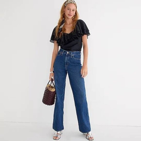 NWT Women J.Crew Petite High-Rise '90s Wide-Leg Jean in Antique Blue Wash Sz P32 - Picture 2 of 10